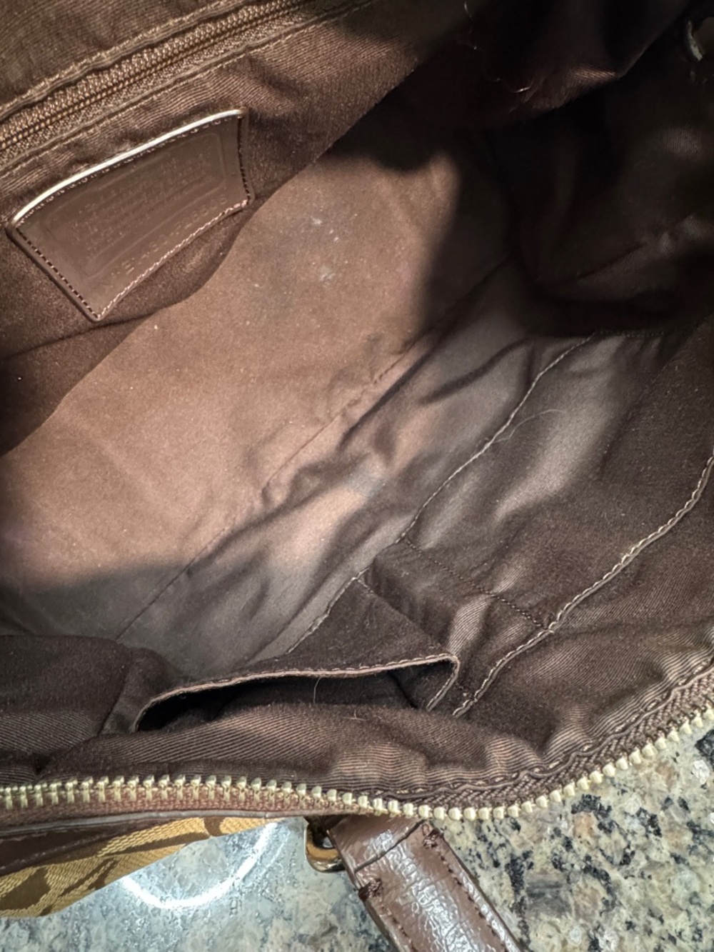 Coach Nancy satchel Signature Canvas Satchel with Dark Brown patent Trim - Picture 13 of 14